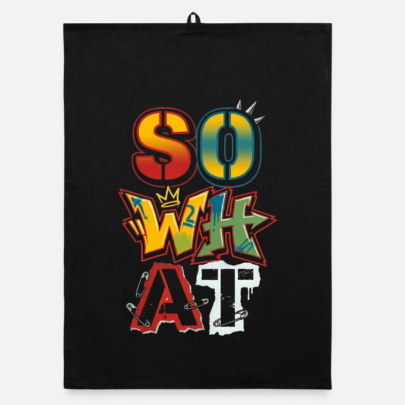 Art de rue graffiti « Et alors » – Déclaration Torchon bio