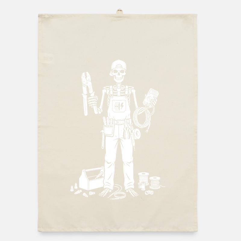 Skelett-Elektriker mit Toolkit Organic Geschirrtuch