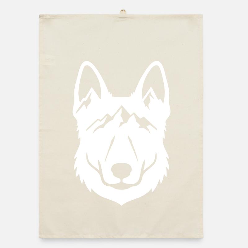 Mountain Wolf Line Art Organic dish towel