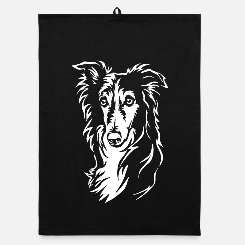 Silken Windhound Kopf "Black Edition" Organic Geschirrtuch