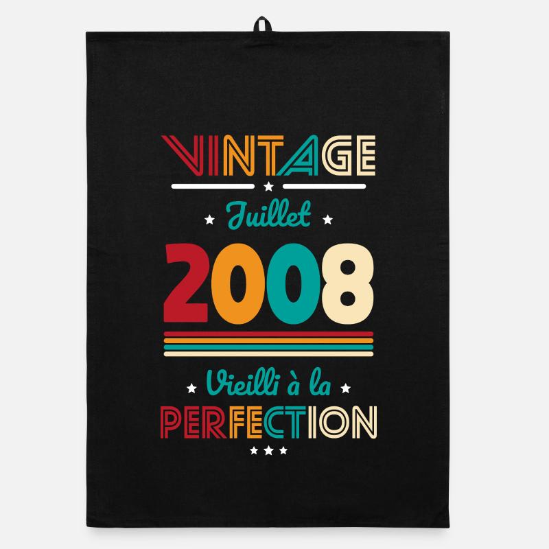 18th Birthday - Vintage - July 2008 Organic dish towel