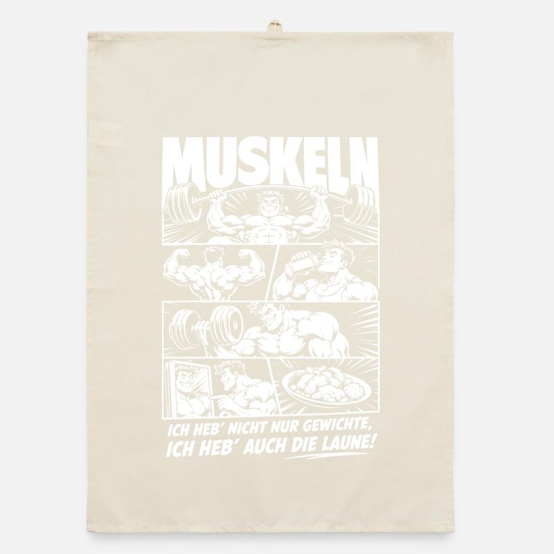 Muskel Training Comic Power Szene Organic Geschirrtuch