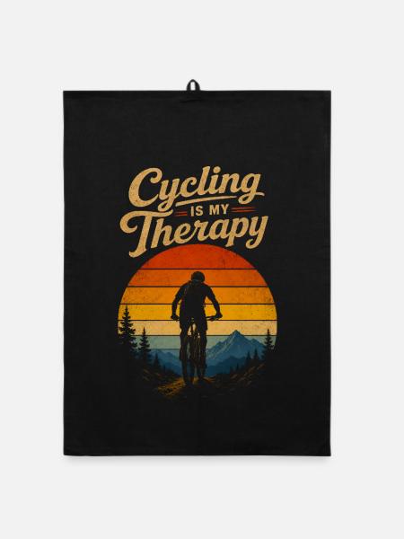 Funny Bike Lover Bicycling Outdoors Cycling - Organic dish towel - black - Front