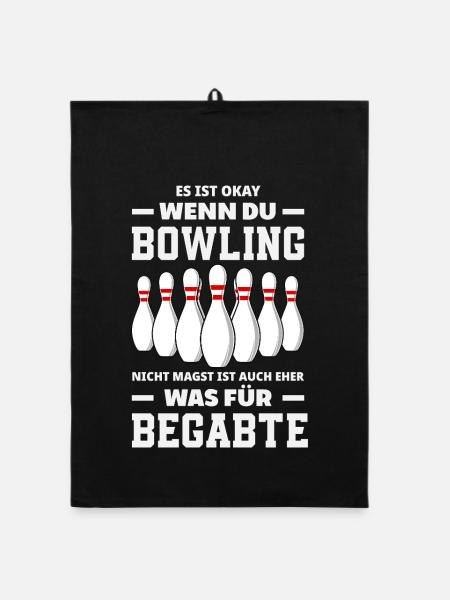 Bowling Nicht Magst Begabte Spruch - Organic Geschirrtuch - Schwarz - Vorne