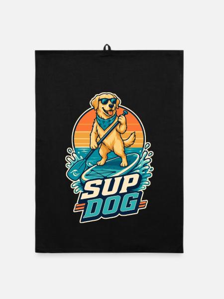 Dog SUP Paddleboard Board Stand Up Paddle - Torchon bio - noir - Devant