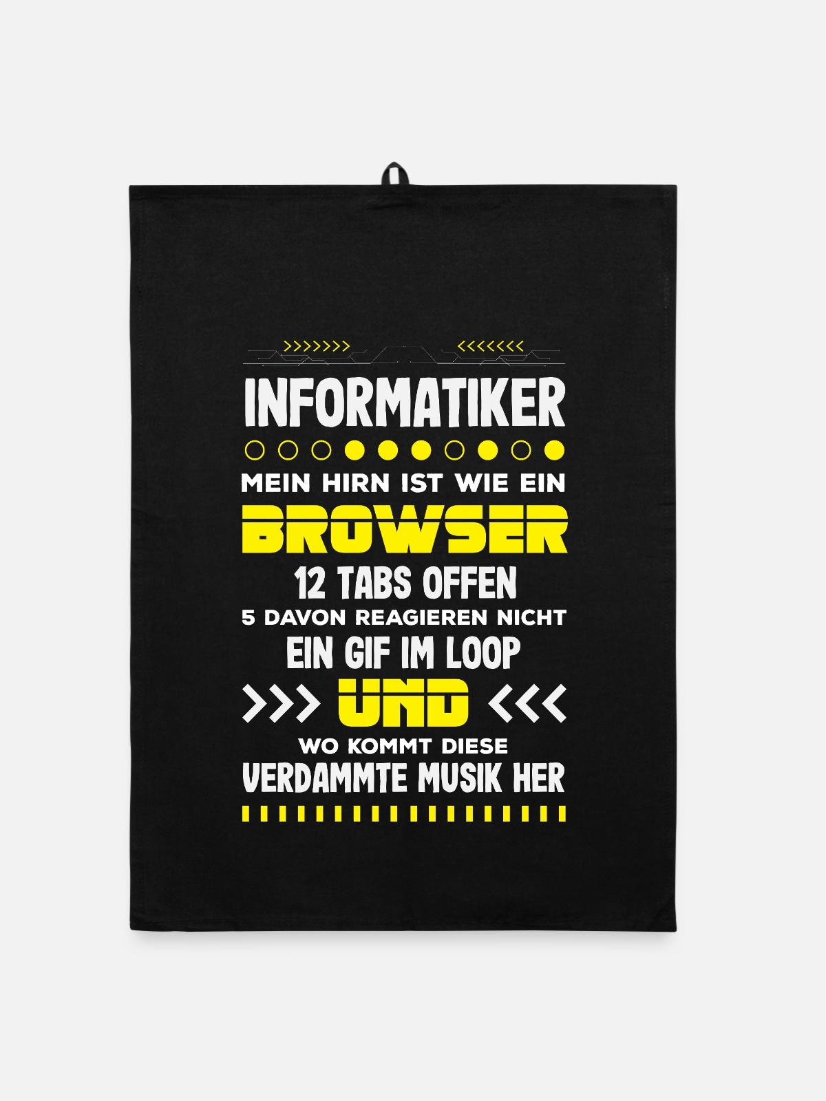 Informatiker Hirn Browser - Organic Geschirrtuch - Schwarz - Vorne