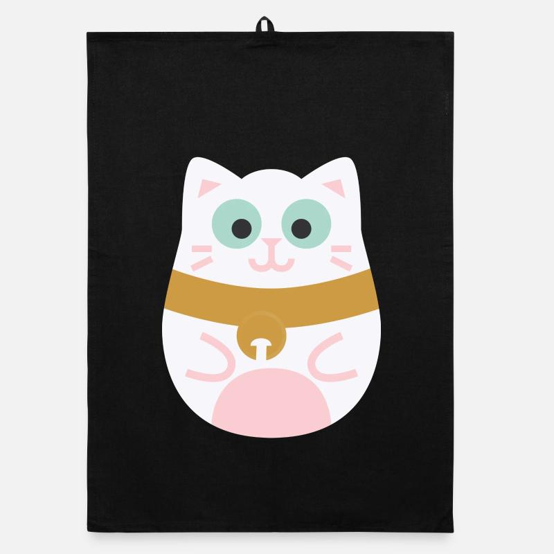 Maneki Neko L Japanese lucky cat Organic dish towel