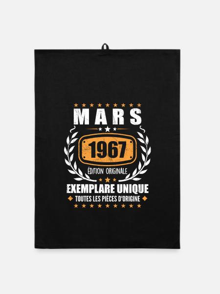 Original Mars 1967 Vintage Cadeau Anniversaire - Torchon bio - noir - Devant