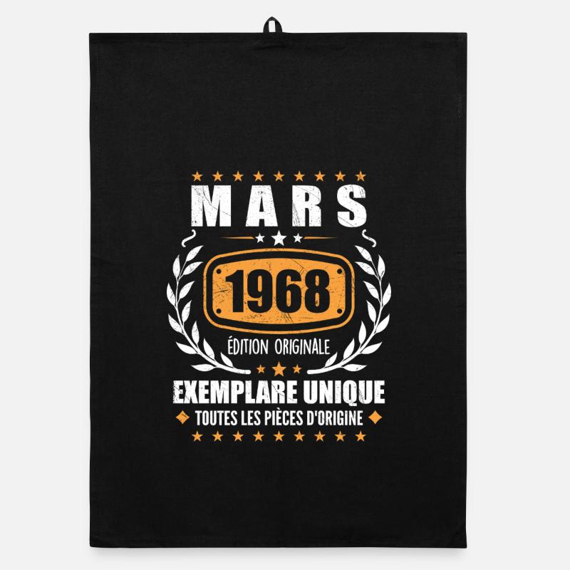 Original Mars 1968 Vintage Cadeau Anniversaire Torchon bio