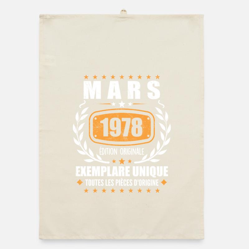 Original Mars 1978 Vintage Cadeau Anniversaire Torchon bio