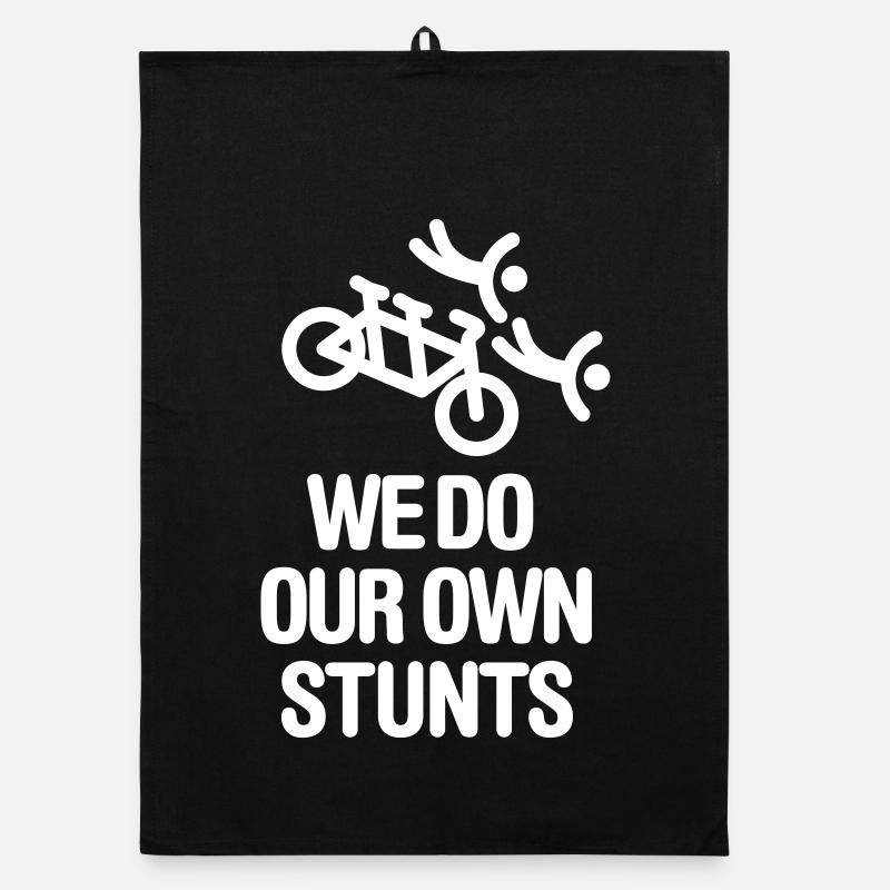 We do our own stunts Tandem Bicycle Couple funny Organic dish towel