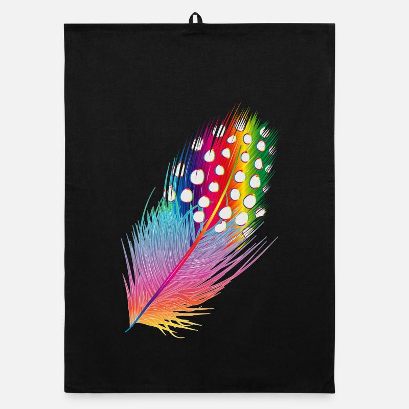 plume de pintade dessinée et colorée Torchon bio