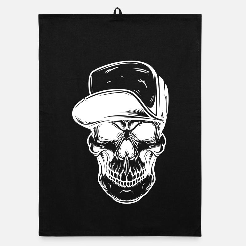 Crâne graffiti avec casquette de baseball Torchon bio