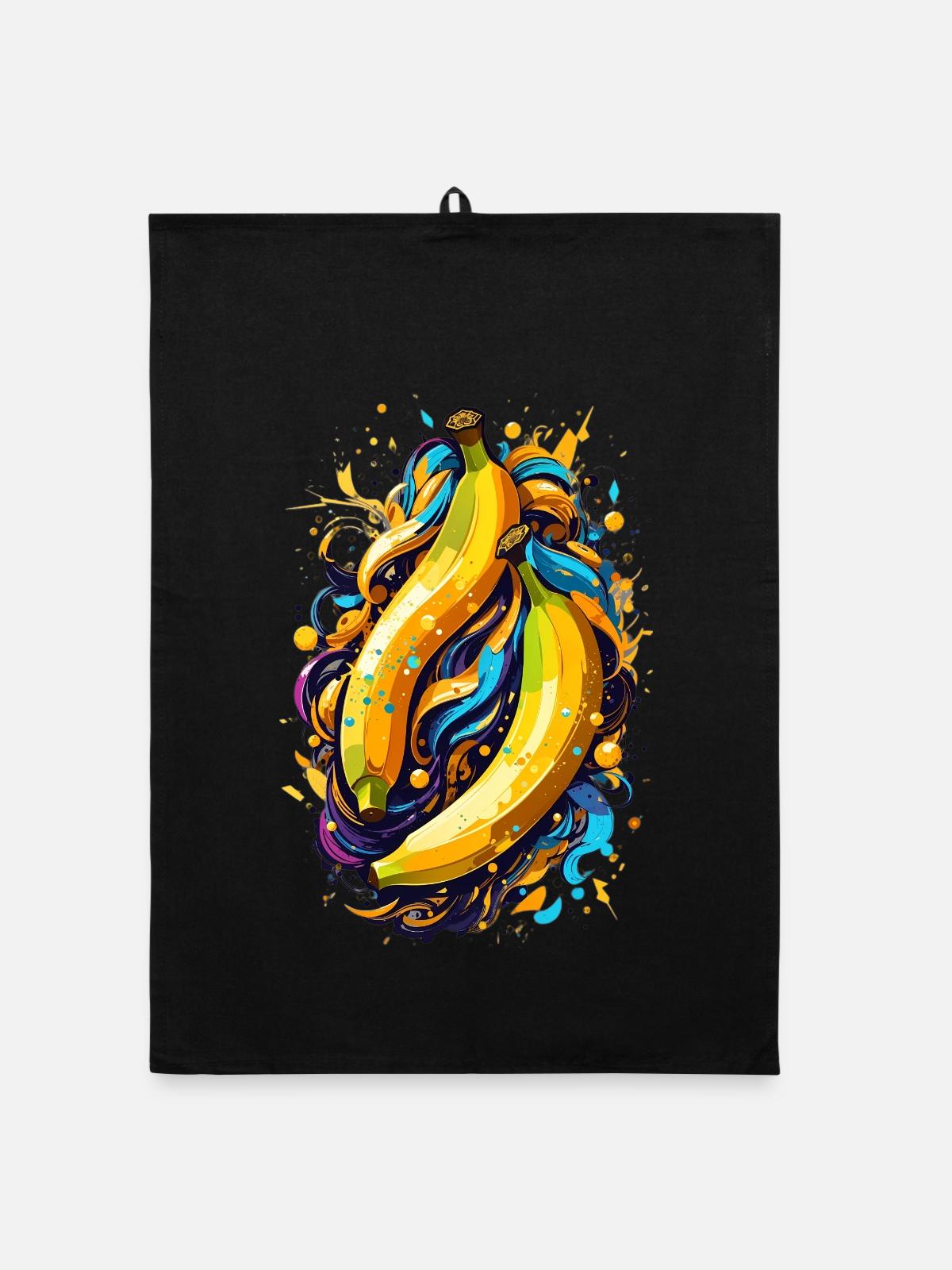 Bananes - Torchon bio - noir - Devant
