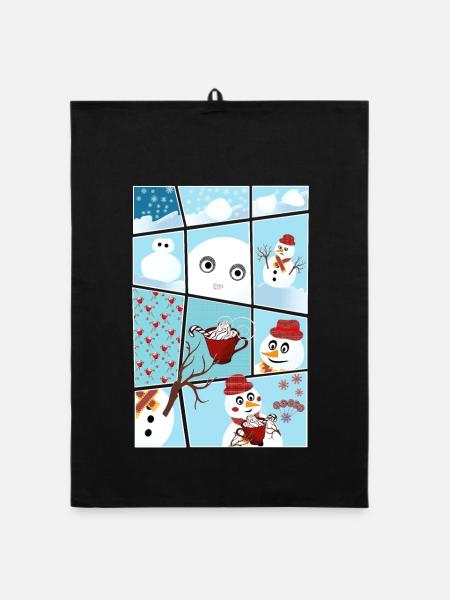 Weihnachten und die Geschichte vom Schneemann - Organic Geschirrtuch - Schwarz - Vorne
