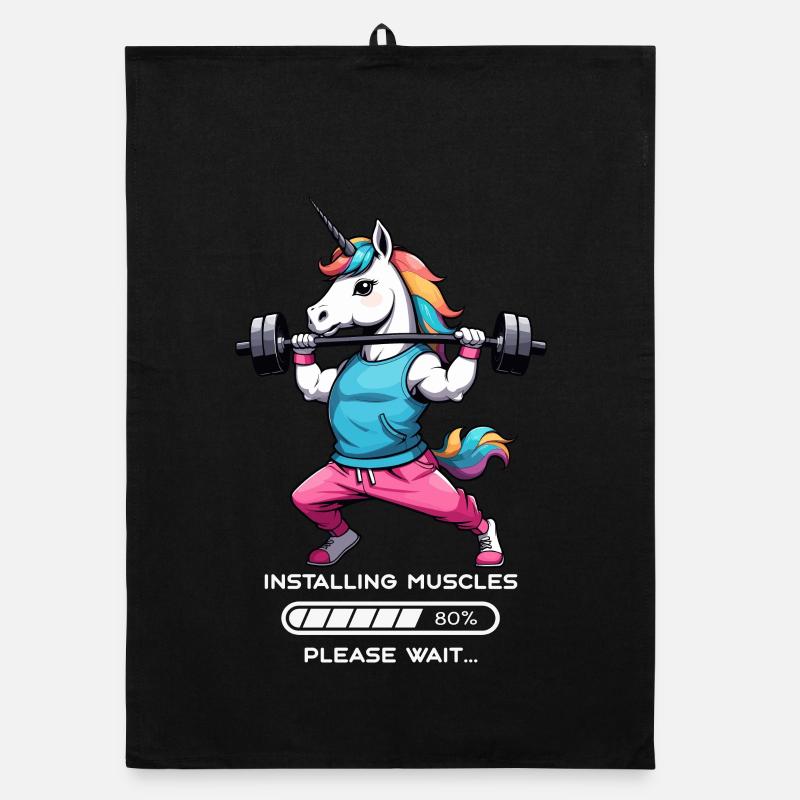 Bodybuilder Unicorn Organic dish towel