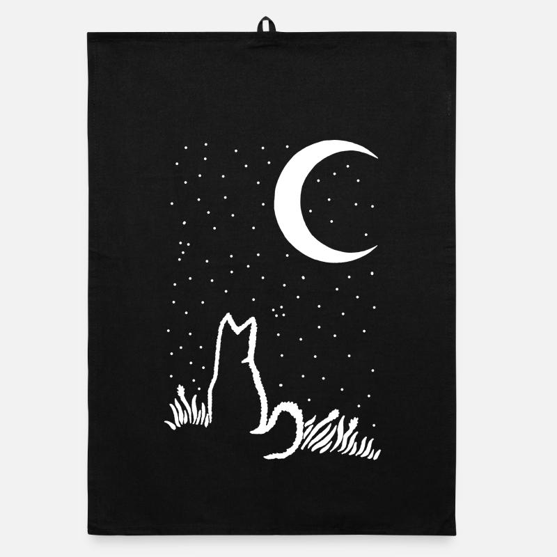 Eine Katze unter dem Mond und den Sternen Organic Geschirrtuch
