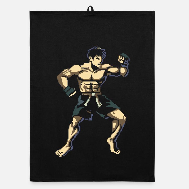 Kickboxer Pixel Graphics Organic dish towel