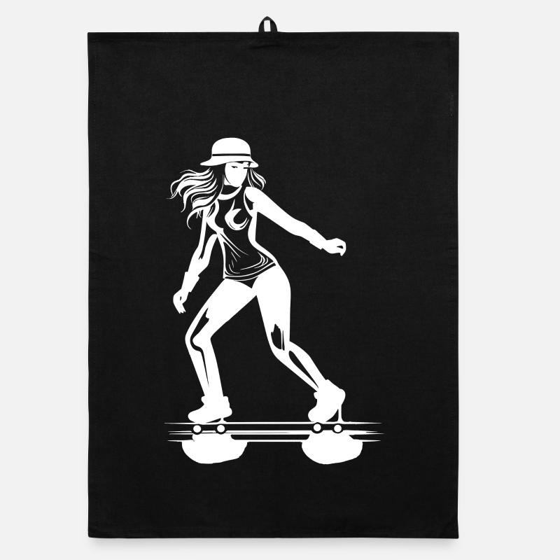 Roller Skating Drawing Organic dish towel