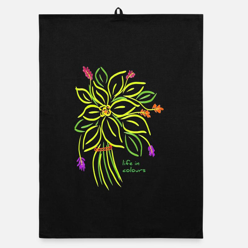 Vibrant Floral Illustration Organic dish towel