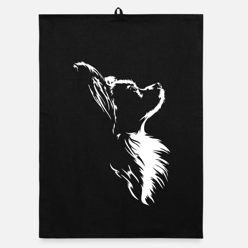 Papillon Silhouette Dog Portrait Wilsigns Organic dish towel