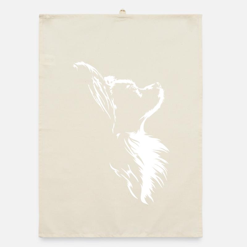 Papillon Silhouette Dog Portrait Wilsigns Organic dish towel