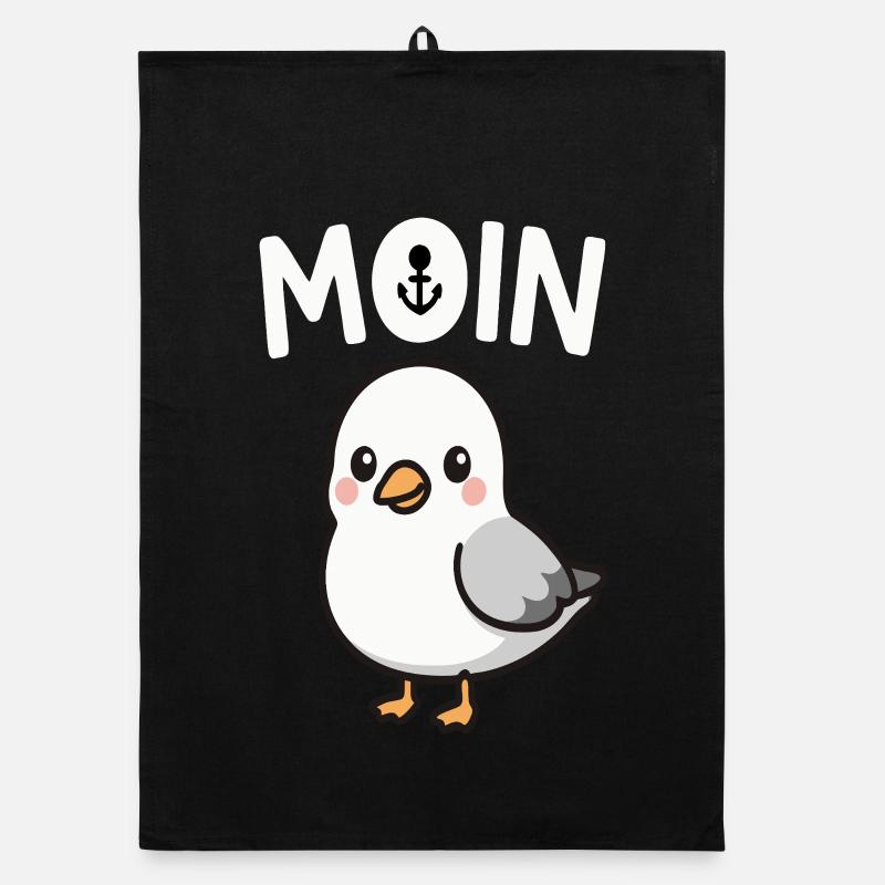 Cute seagull with anchor details Organic dish towel