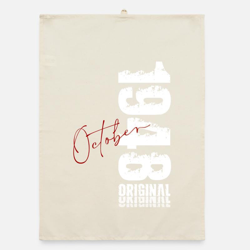 77th Birthday Original October 1948 Organic dish towel
