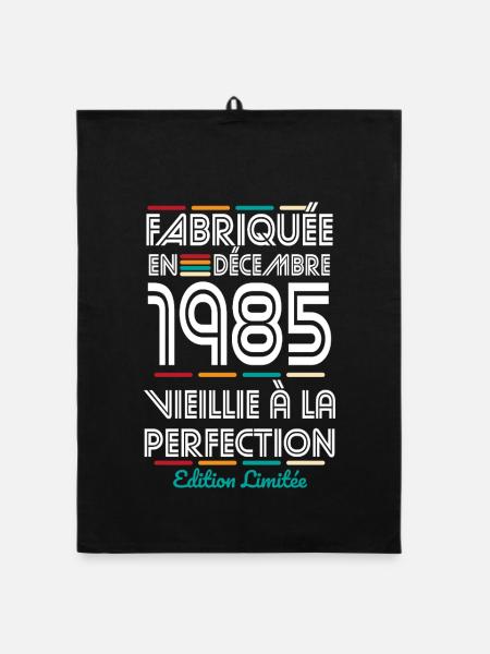 40 Years Anniversary - Made in December 1985 - Organic dish towel - black - Front