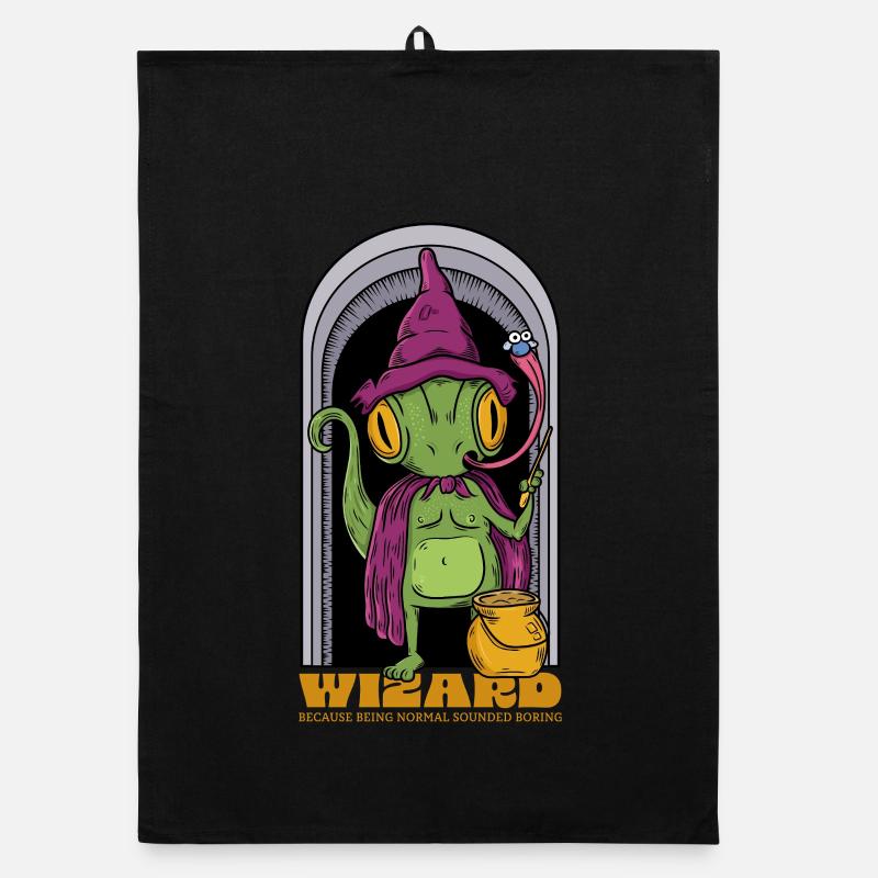 Wizard Lizard With Purple Hat and Cloak Organic dish towel