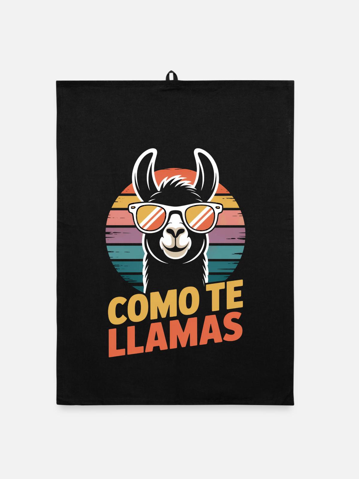 Como te llamas Lama - Torchon bio - noir - Devant