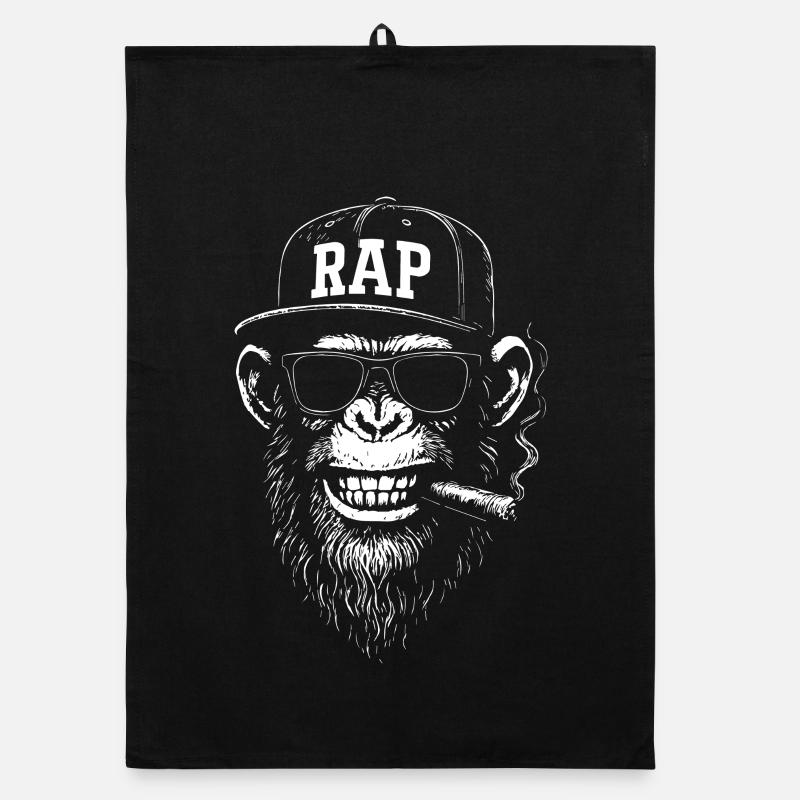 Rap Monkey Streetwear Kappe Organic Geschirrtuch