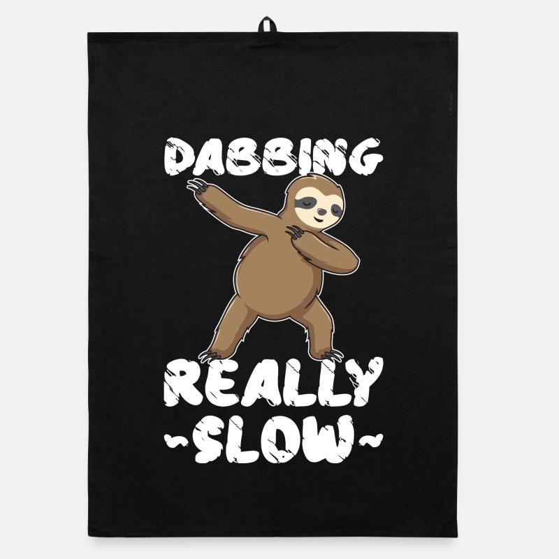 Dabbing Really Slow Faultier - Organic Geschirrtuch - Schwarz