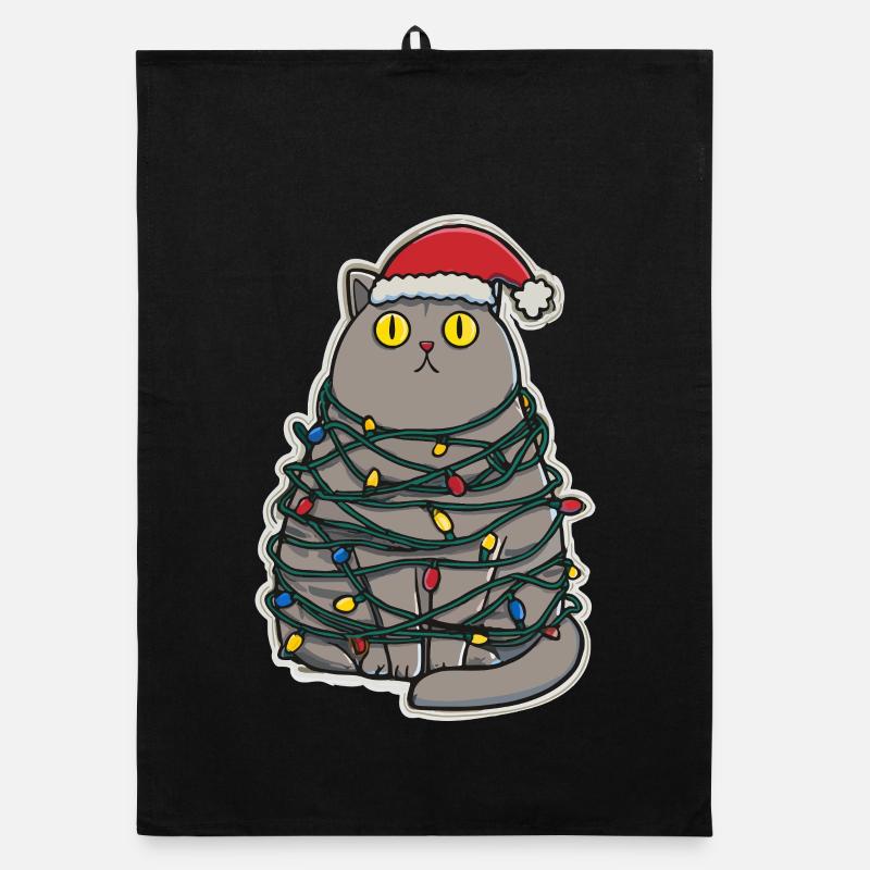 Noël chat maladroit Torchon bio