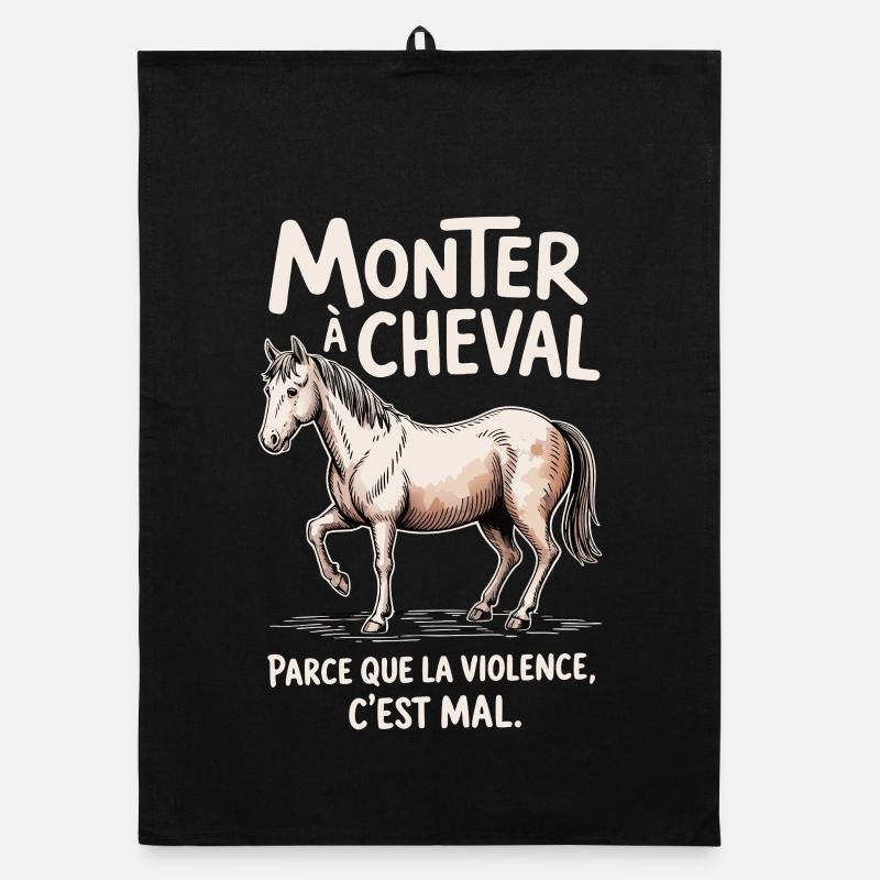 Riding a horse, because violence is wrong Organic dish towel