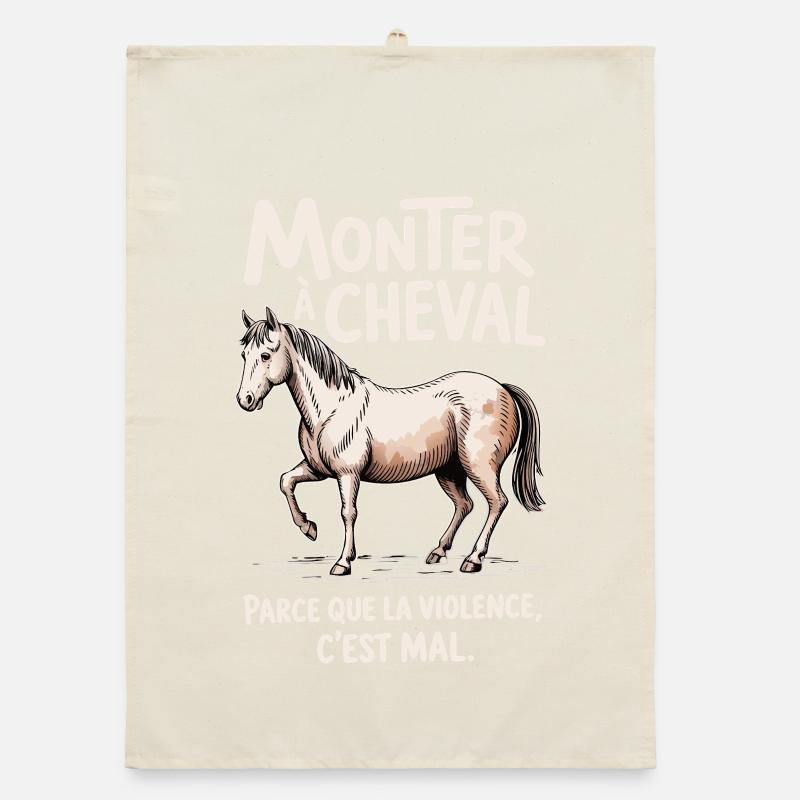 Riding a horse, because violence is wrong Organic dish towel