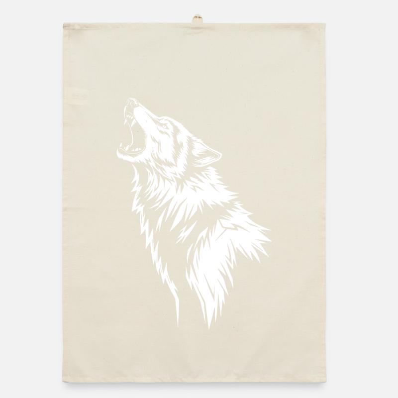 Howling wolf in silhouette Organic dish towel