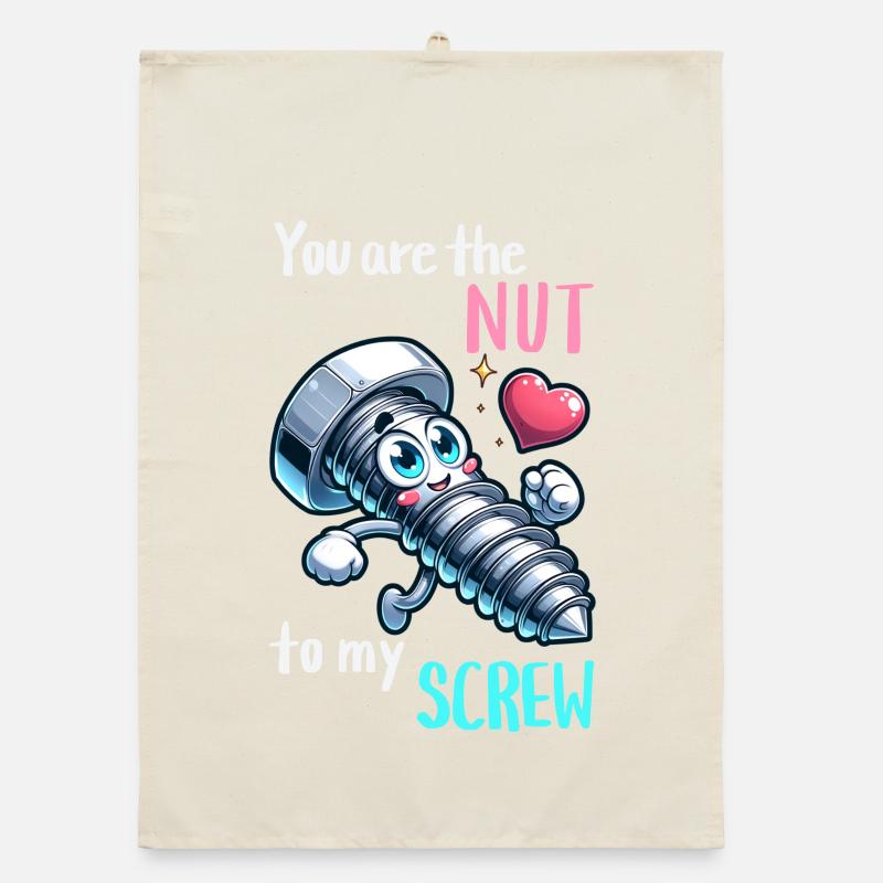 Funny Screwing Nut Pair Design Organic dish towel