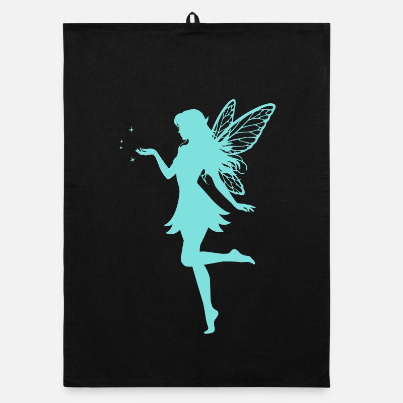 Silhouette de fée avec des étoiles Torchon bio