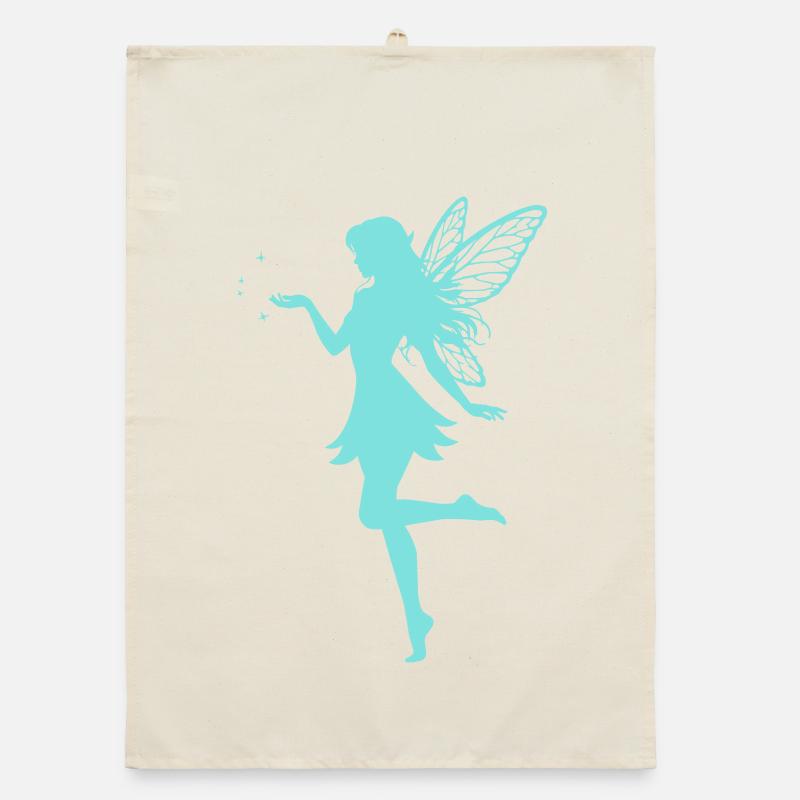 Fairy silhouette with stars Organic dish towel