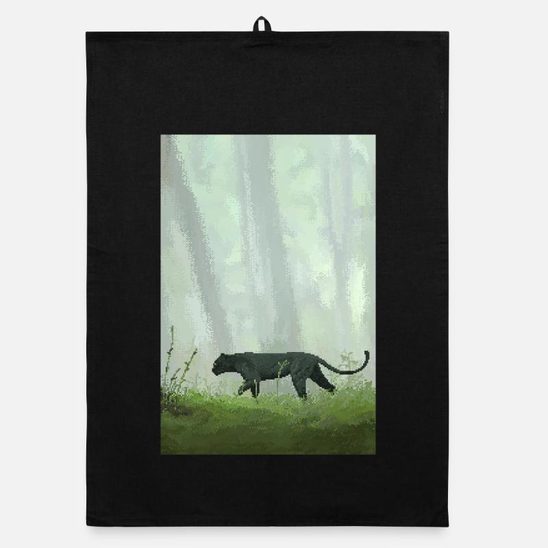 Retro Pixel Art Jungle Panther Organic Geschirrtuch