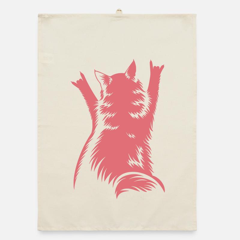 Rock Cat Back View – Devil Horns Organic dish towel