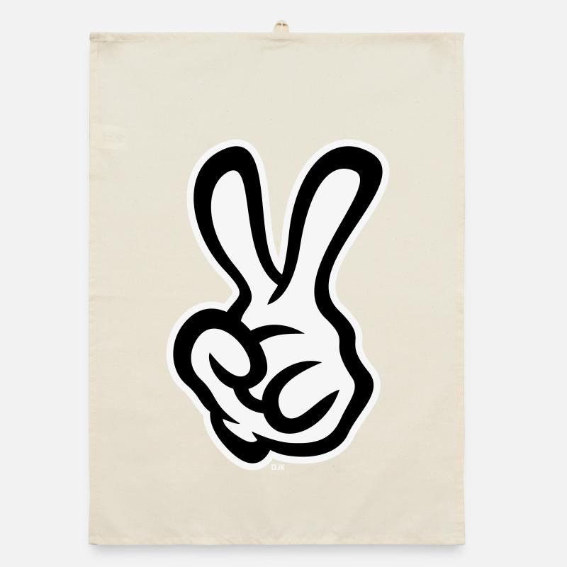Victory Handzeichen (Linke Hand / NEG / 2C) Organic Geschirrtuch