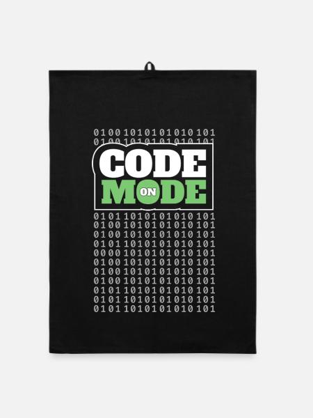 Code Mode Activé - Programmeur Ingénieur logiciel Codeur - Torchon bio - noir - Devant