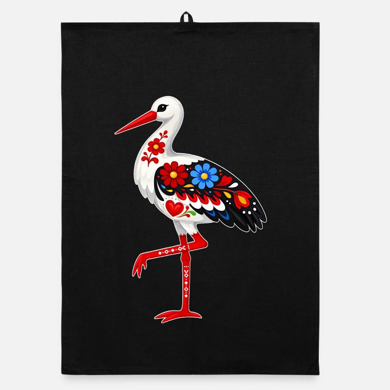 Cigogne populaire debout sur une jambe Torchon bio