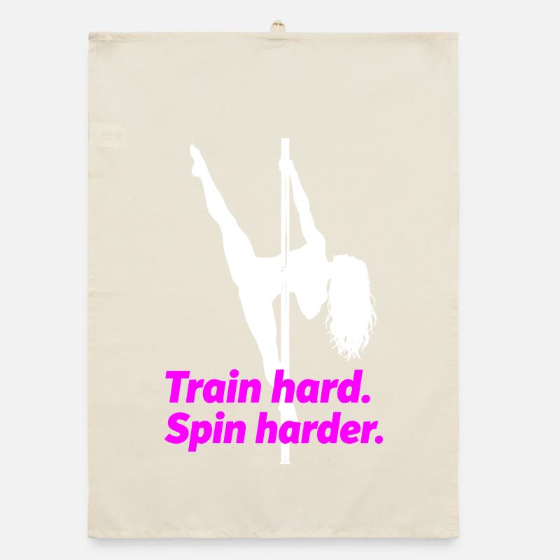 Pole Dance Silhouette – Train Hard Spin Harder Organic dish towel