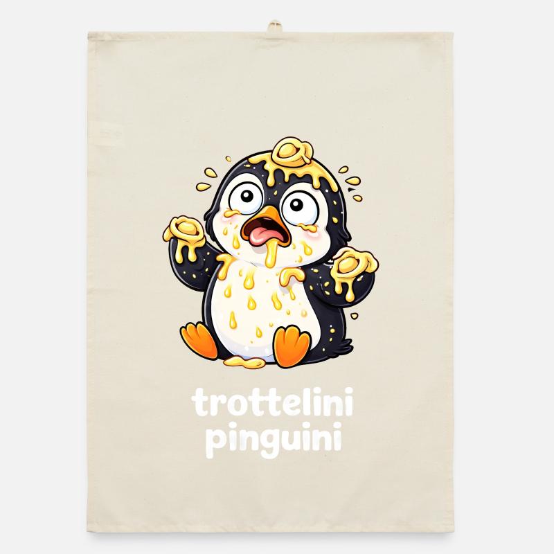 Trottelini Pinguini – Lustiger Pasta Pinguin Organic Geschirrtuch