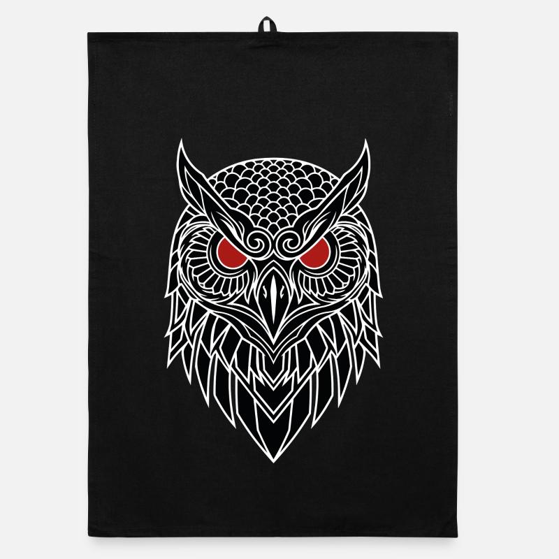 Eagle Owl Red Eye Totem Organic dish towel
