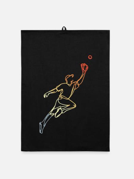 Vintage Baseballer Skizze - Organic Geschirrtuch - Schwarz - Vorne