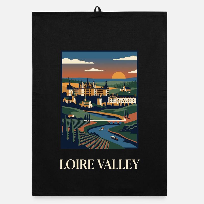Loire Valley Sunset Château Panorama Organic dish towel
